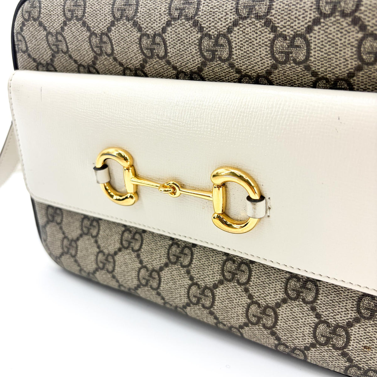 Gucci Horsebit 1955 Flap Pocket Camera GG Coated Canvas and Leather, Beige, Canvas, Shoulder Bag