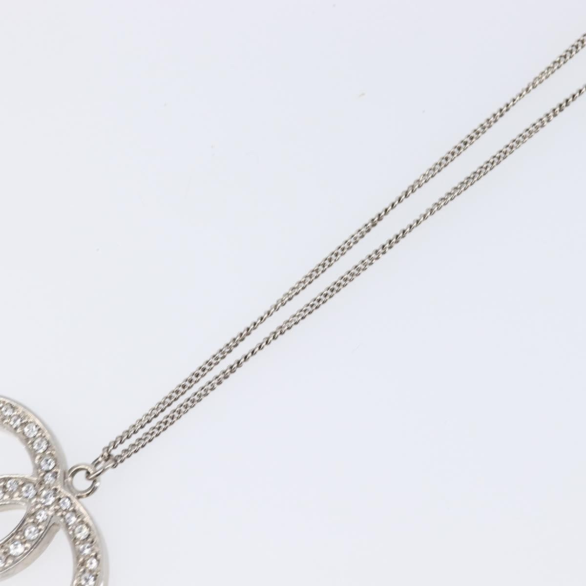 Chanel CC Pendant Metal with Crystals, Silver, Metal, Necklace