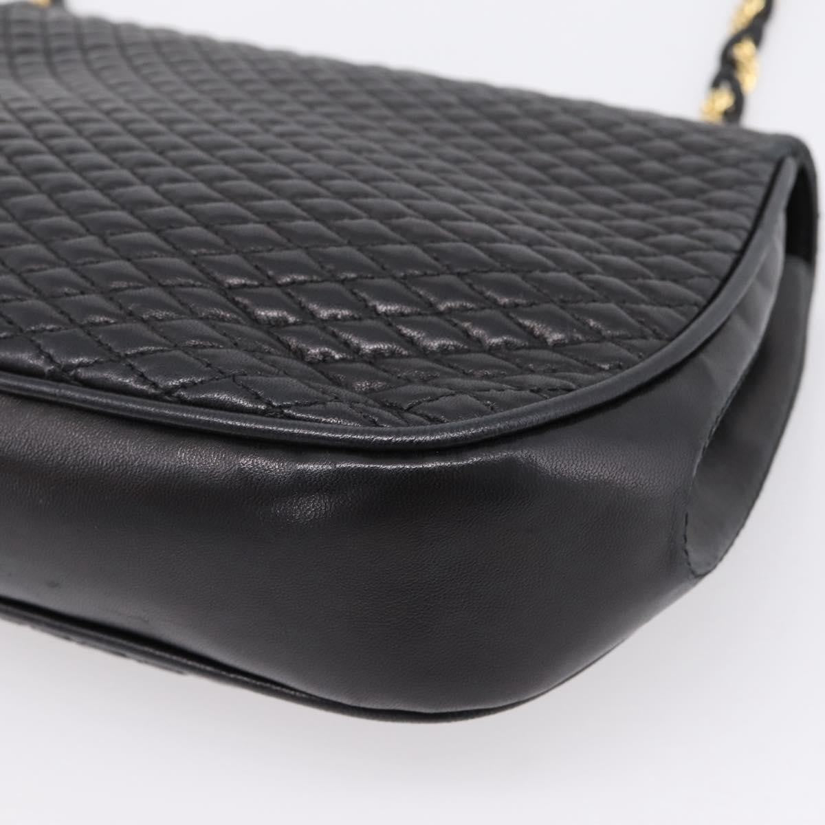 Bally Vintage Chain Quilted Leather, Black, Leather, Shoulder Bag
