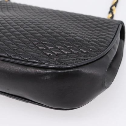 Bally Vintage Chain Quilted Leather, Black, Leather, Shoulder Bag