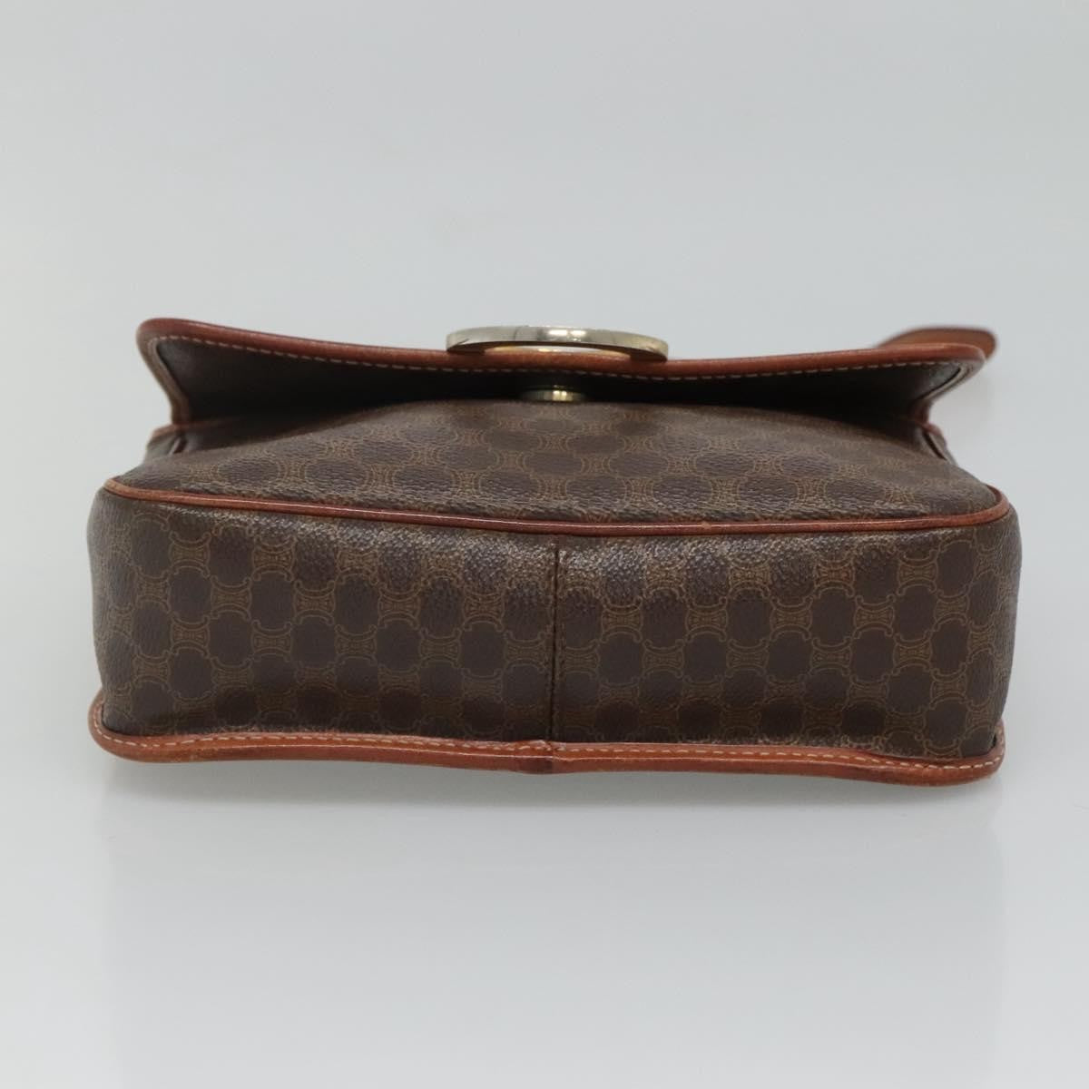 Celine Vintage Macadam Circle Logo Canvas and Leather, Brown, Canvas, Shoulder Bag