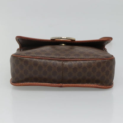 Celine Vintage Macadam Circle Logo Canvas and Leather, Brown, Canvas, Shoulder Bag
