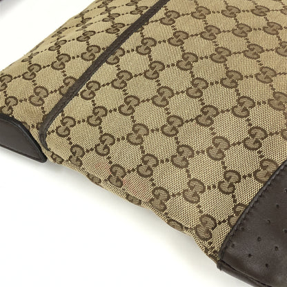 Gucci Zip Messenger GG Canvas with Perforated Leather, Beige, Canvas, Shoulder Bag