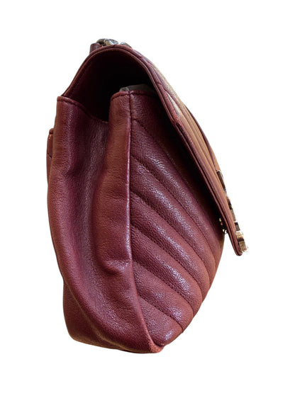 Saint Laurent Classic Monogram College Matelasse Chevron Leather, Burgundy, Leather, Handbag
