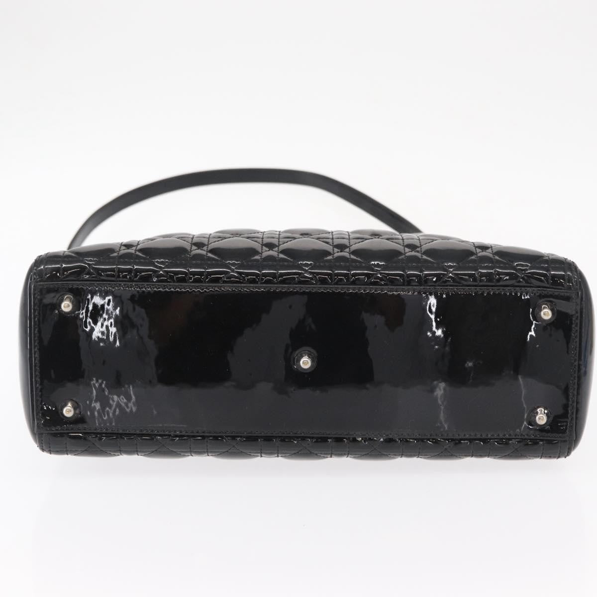Christian Dior Lady Dior Cannage Stitch Patent, Black, Patent Leather, Handbag