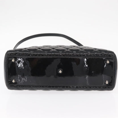 Christian Dior Lady Dior Cannage Stitch Patent, Black, Patent Leather, Handbag