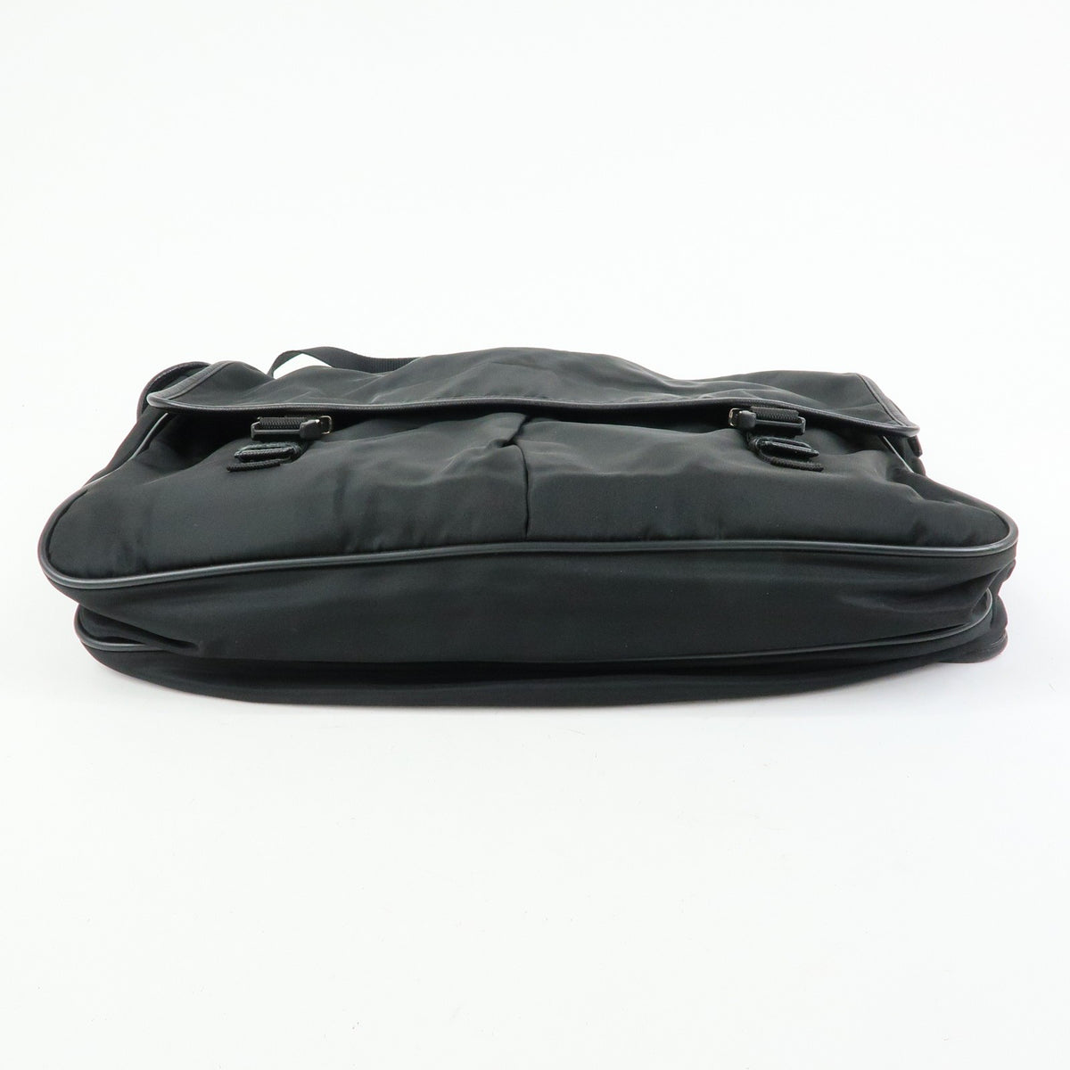 Prada Buckle Messenger Tessuto, Black, Nylon, Handbag