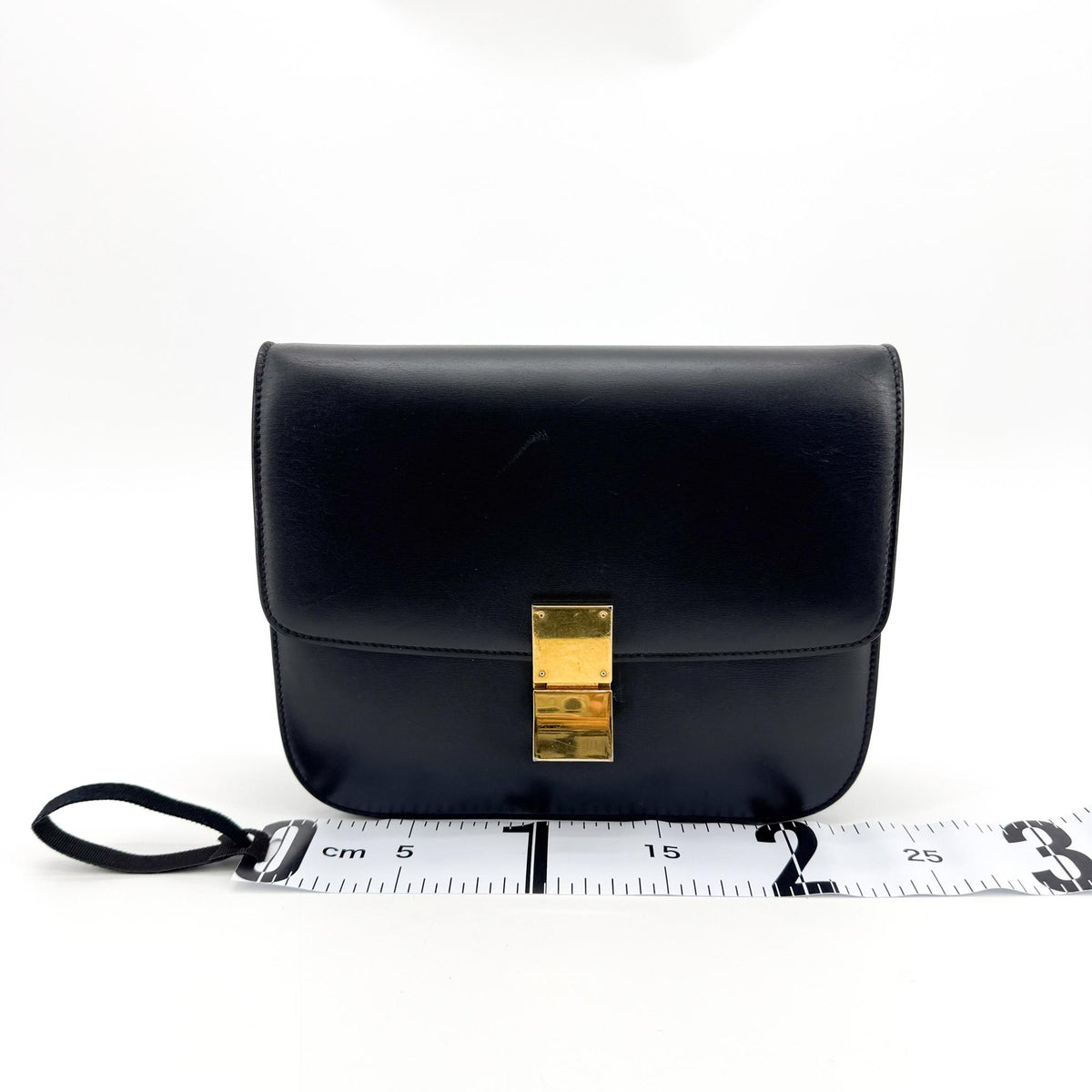 Celine Classic Box Smooth Leather, Black, Leather, Handbag