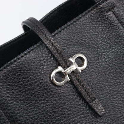 Salvatore Ferragamo Gancini Leather, Black, Leather, Handbag