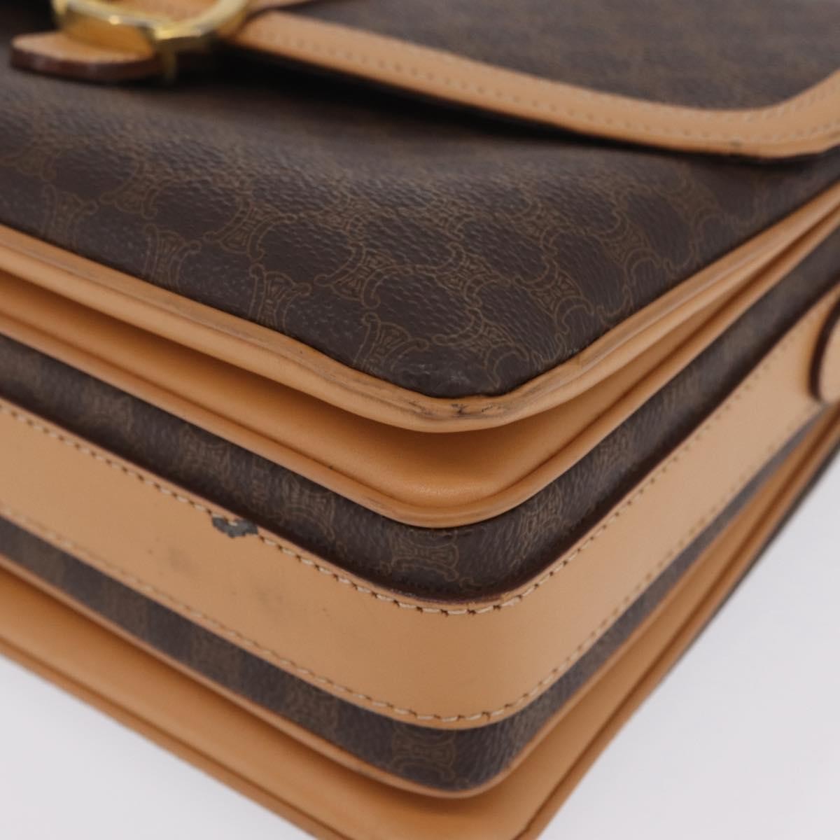 Celine Macadam Shoulder Canvas, Brown, Canvas, Crossbody Bag