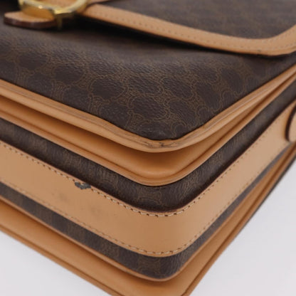 Celine Macadam Shoulder Canvas, Brown, Canvas, Crossbody Bag