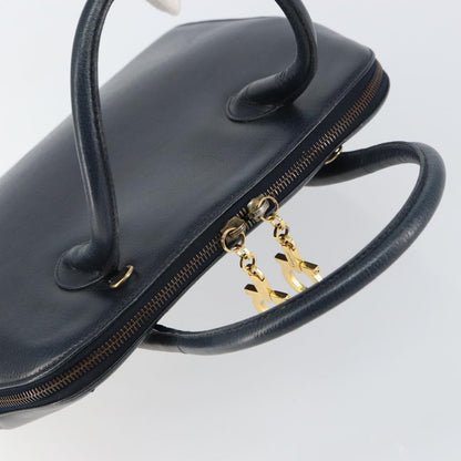 Salvatore Ferragamo Gancini Leather, Navy, Leather, Handbag