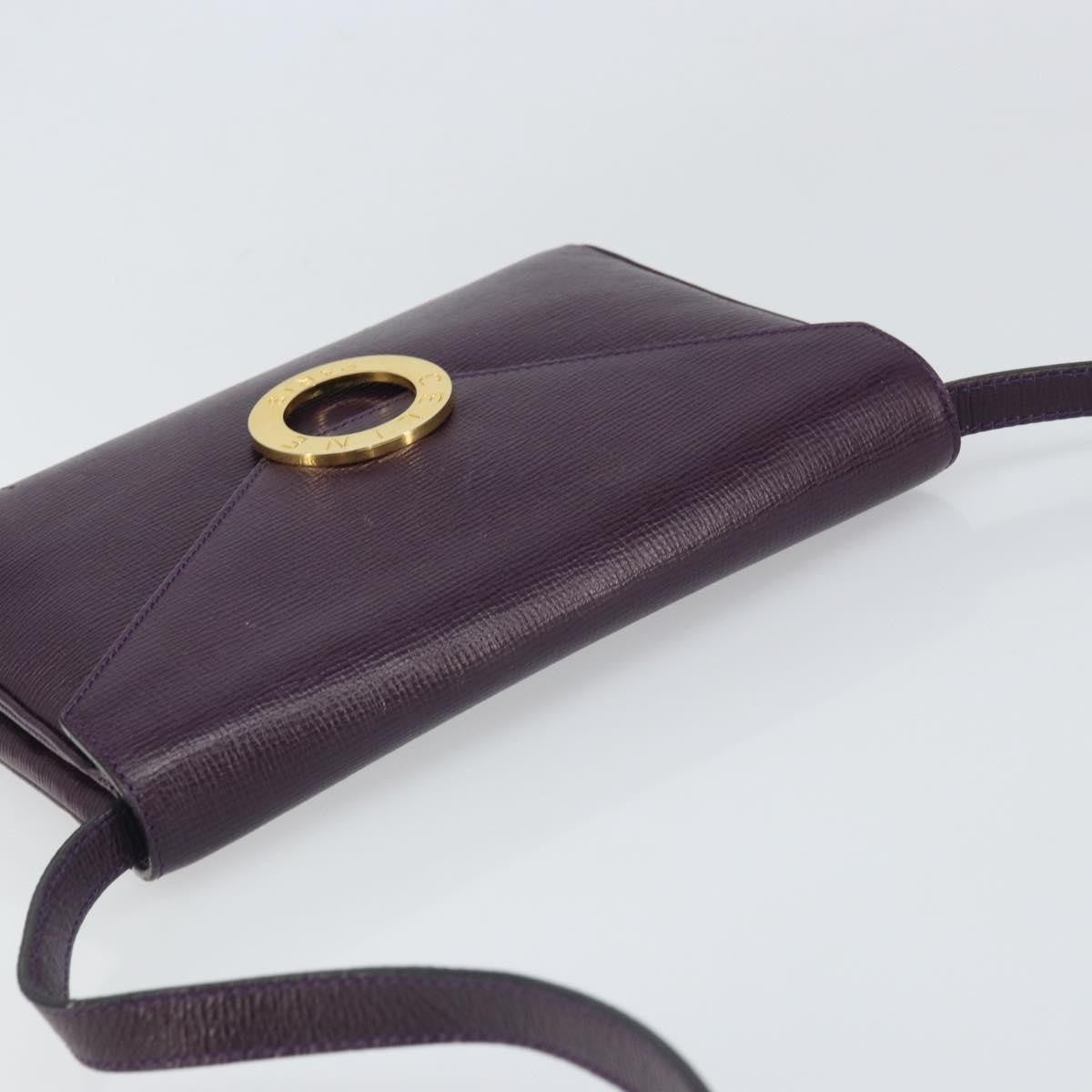 Celine Circle Logo Leather, Purple, Leather, Shoulder Bag