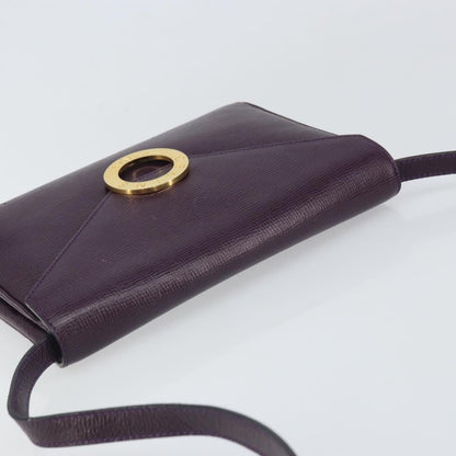 Celine Circle Logo Leather, Purple, Leather, Shoulder Bag