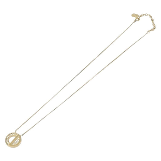 Christian Dior VIntage Circle Pendant Metal, Gold, Metal, Necklace