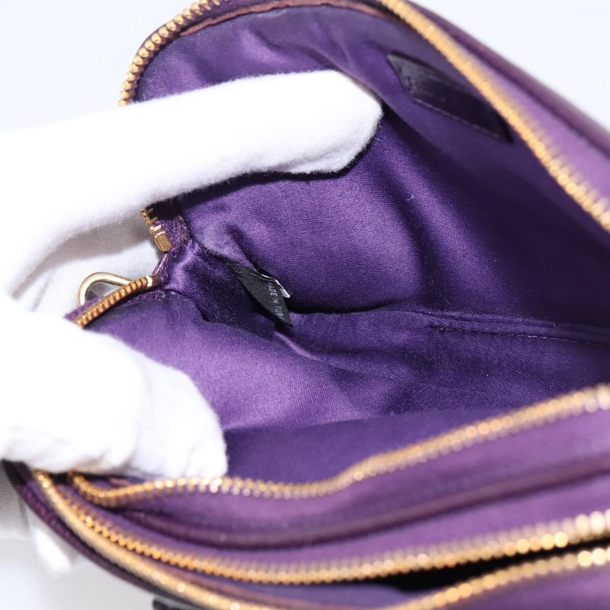 Miu Miu Double Zip Pochette Printed Leather, Purple, Leather, Clutch