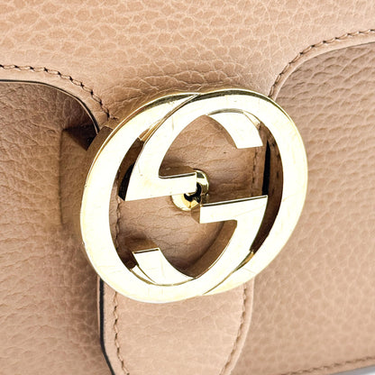 Gucci Interlocking Leather, Brown, Calfskin, Shoulder Bag