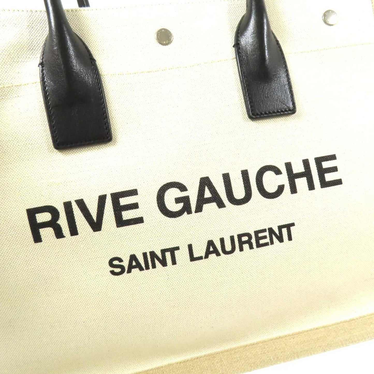 Saint Laurent Rive Gauche Shopper Tote Canvas, Beige, Canvas, Tote Bag
