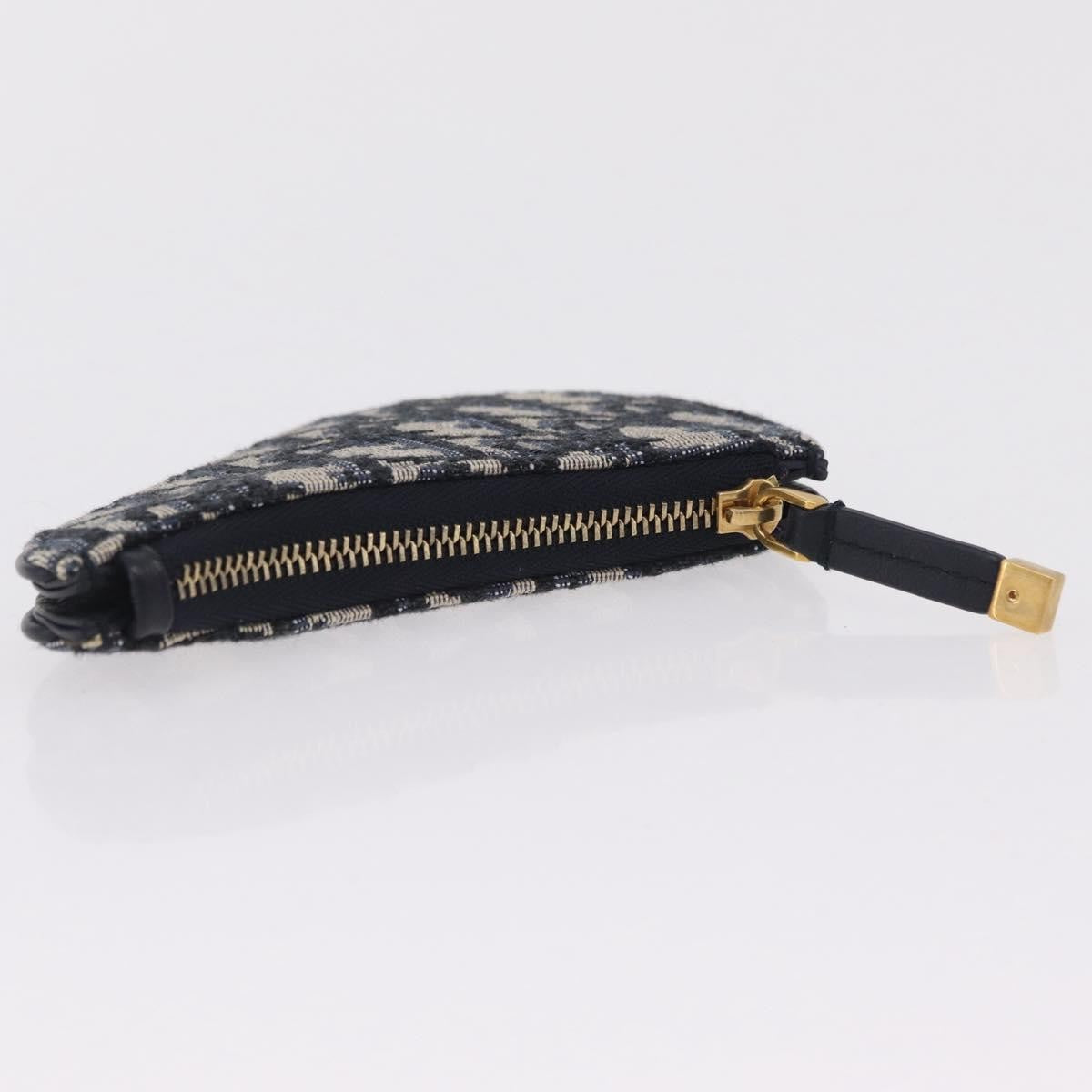 Christian Dior Vintage Saddle Zip Coin Purse Diorissimo Canvas, Navy, Canvas, Clutch