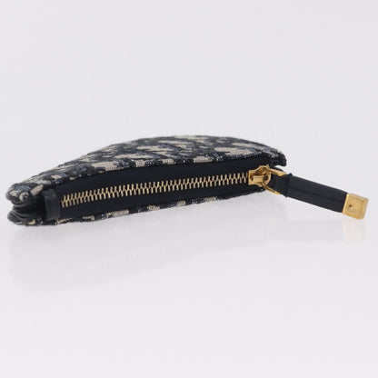 Christian Dior Vintage Saddle Zip Coin Purse Diorissimo Canvas, Navy, Canvas, Clutch