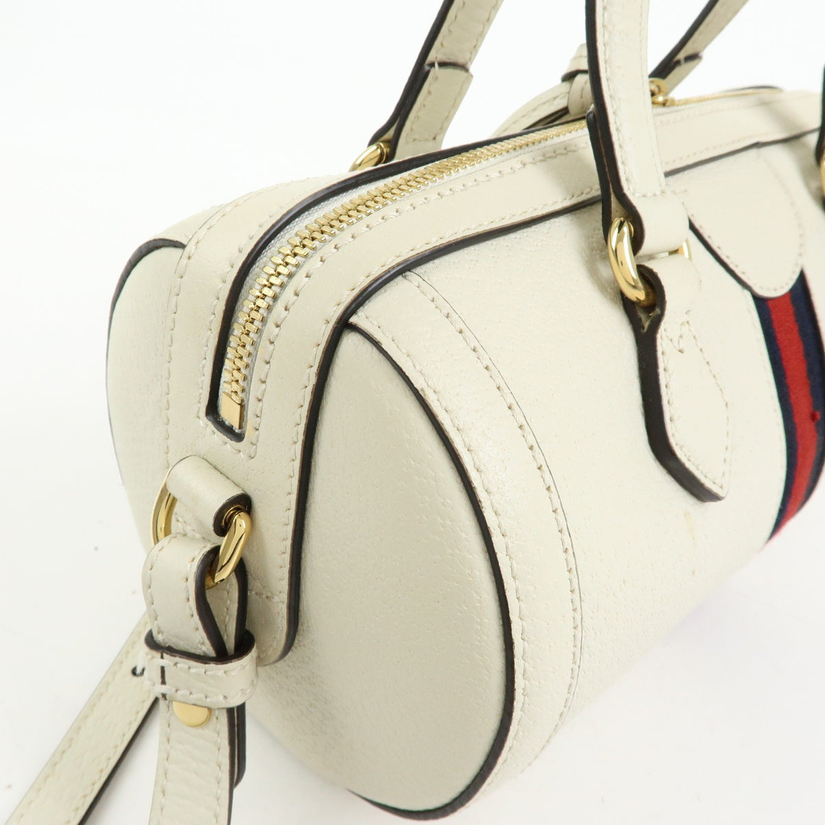Gucci Ophidia Boston Leather, White, Leather, Handbag