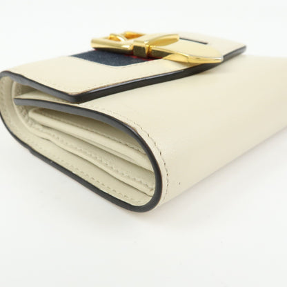 Gucci Sylvie Compact Leather, Beige, Leather, Wallet