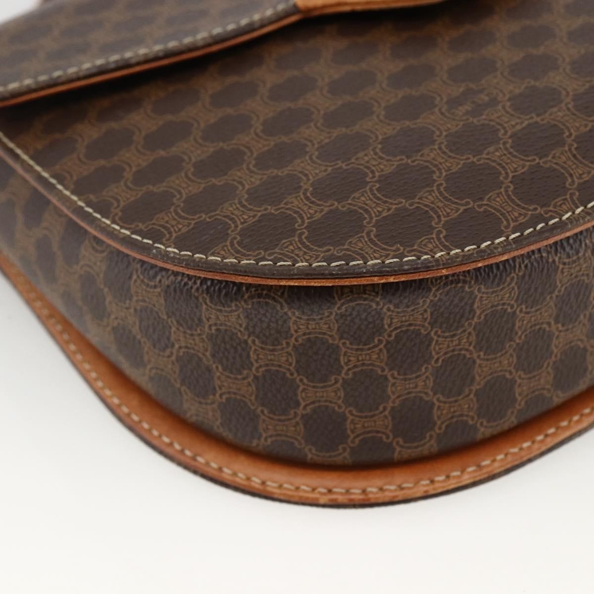Celine Vintage Macadam Canvas and Leather, Brown, Canvas, Handbag