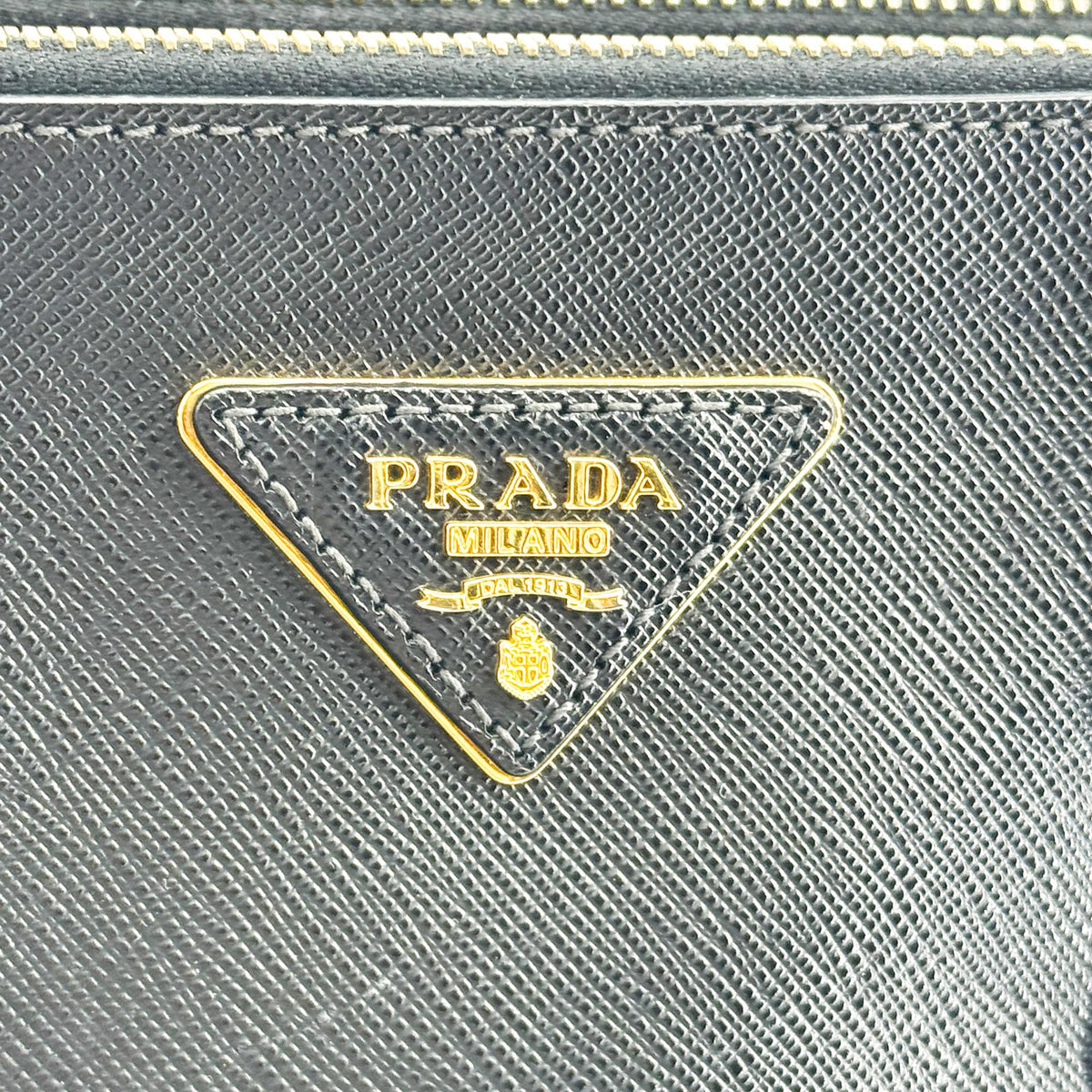 Prada Galleria Double Zip Saffiano Leather, Black, Leather, Tote Bag