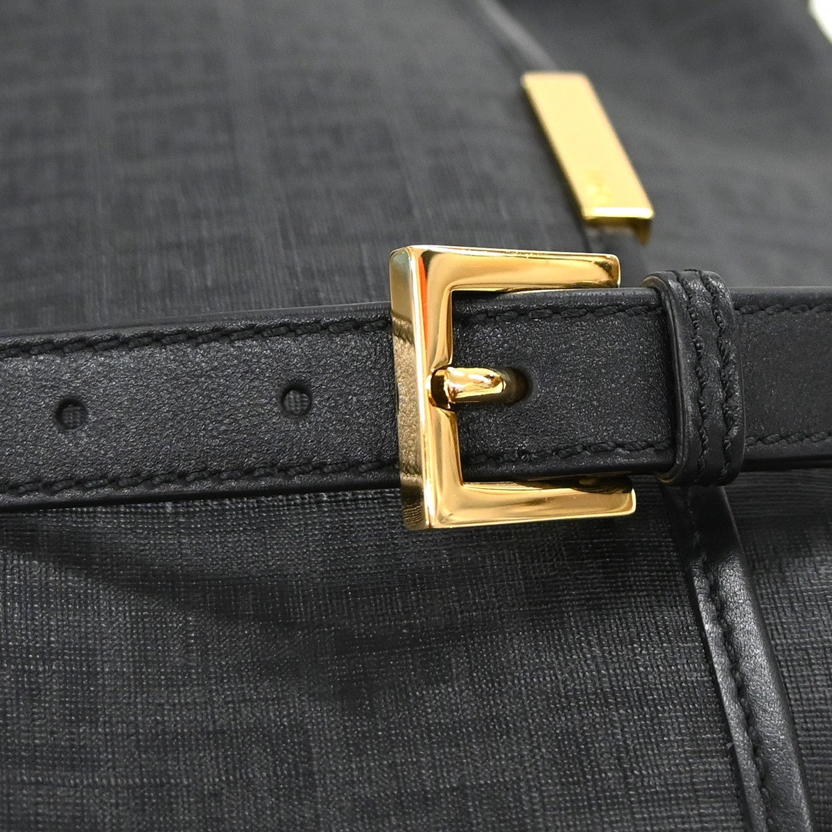 Fendi Front Pocket Messenger Zucchino Coated Canvas, Black, PVC, Shoulder Bag