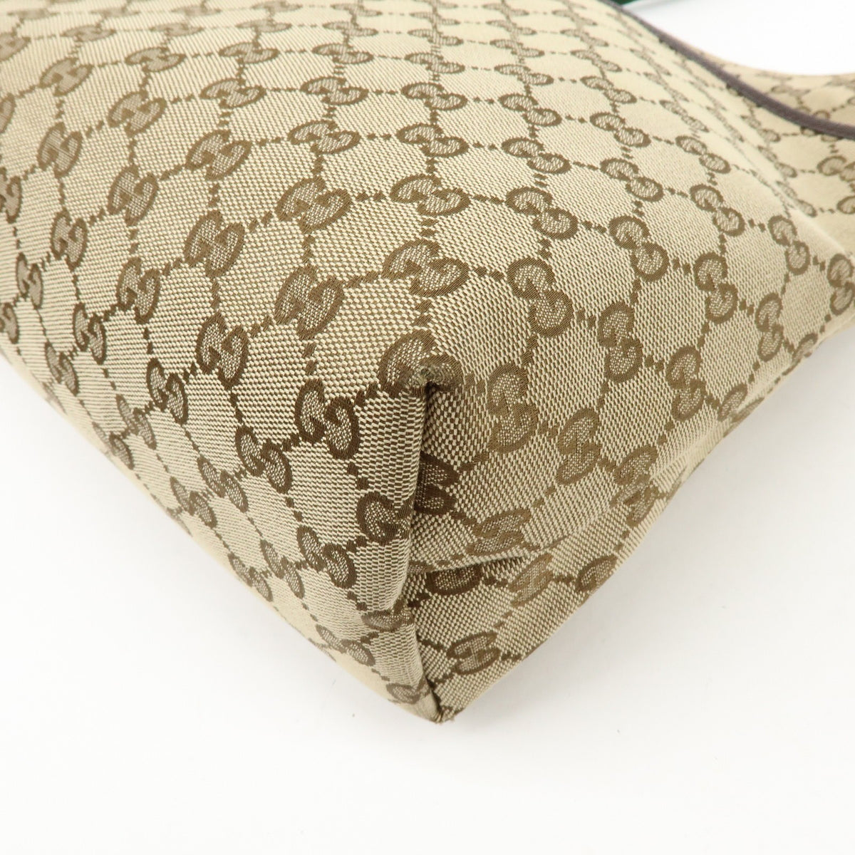 Gucci Web Strap Zip Messenger GG Canvas, Beige, Canvas, Handbag