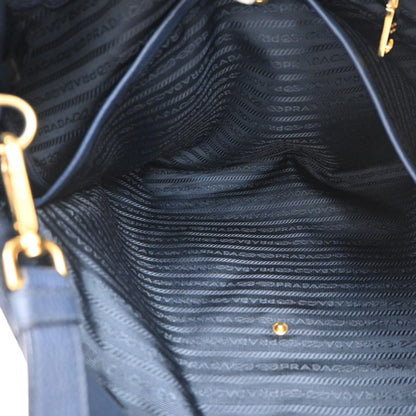 Prada Convertible Shopper Tote Vitello Daino, Navy, Leather, Tote Bag