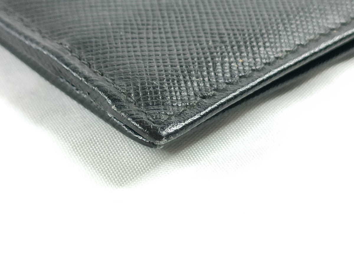 Prada Saffiano bifold Leather, Black, Leather, Wallet