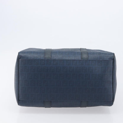 Fendi Boston Zucchino Coated Canvas, Navy, Canvas, Handbag