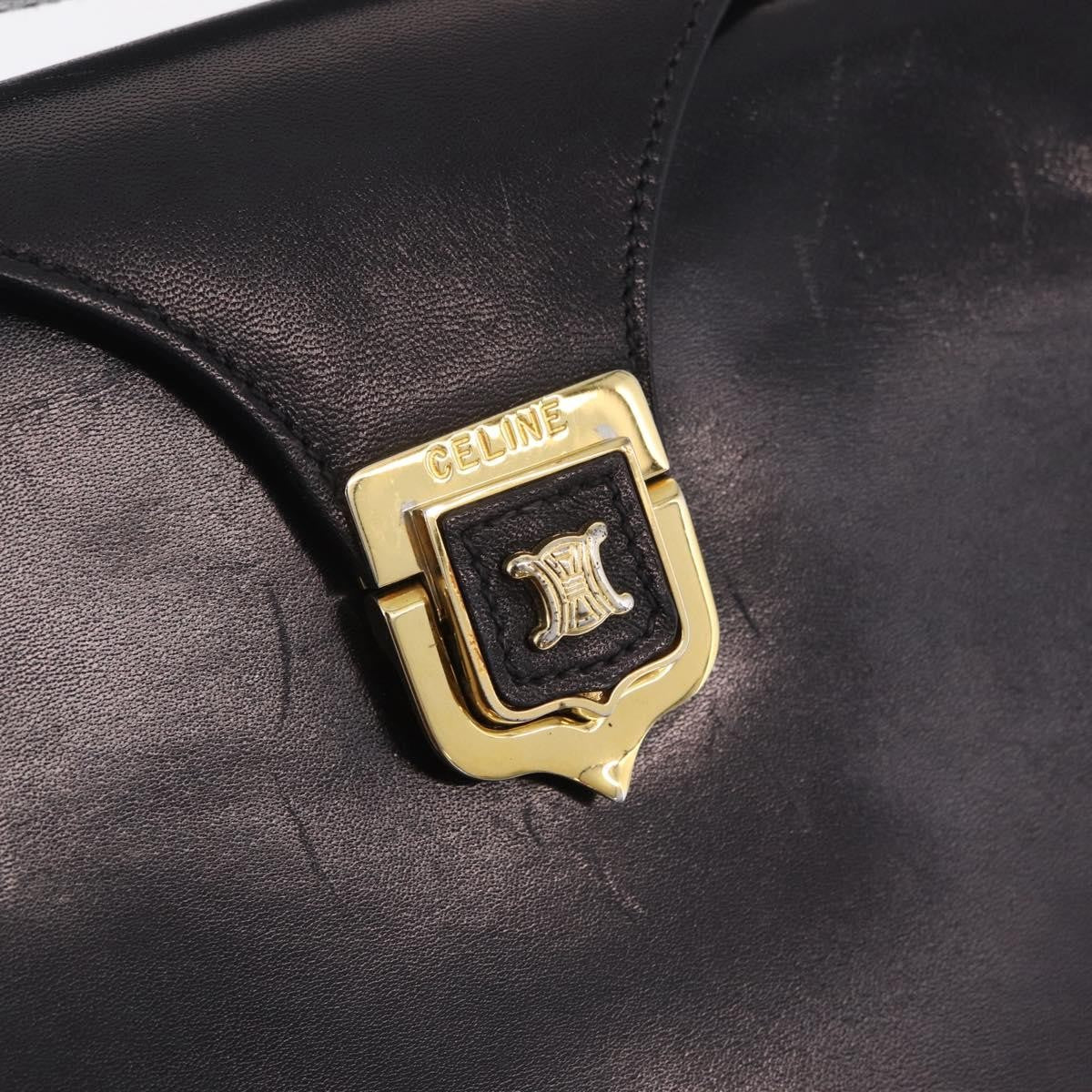 Celine Shoulder Leather, Black, Leather, Shoulder Bag