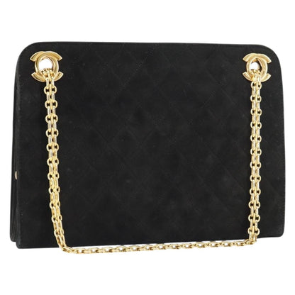 Chanel Matelasse Chain Shoulder Bag Suede, BLACK, SUEDE, Shoulder bag