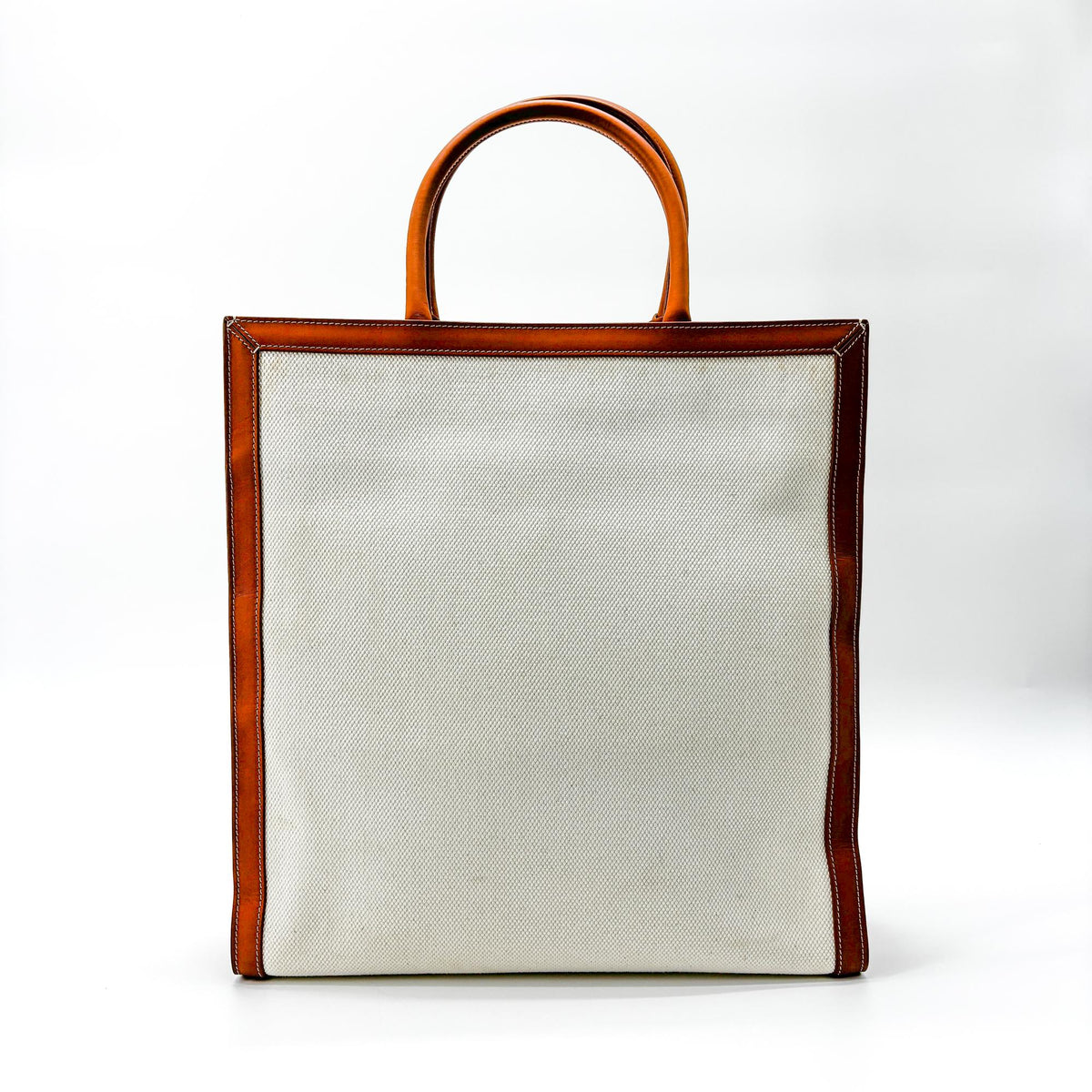 Celine Vertical Cabas Canvas with Leather, Beige, Canvas, Tote Bag