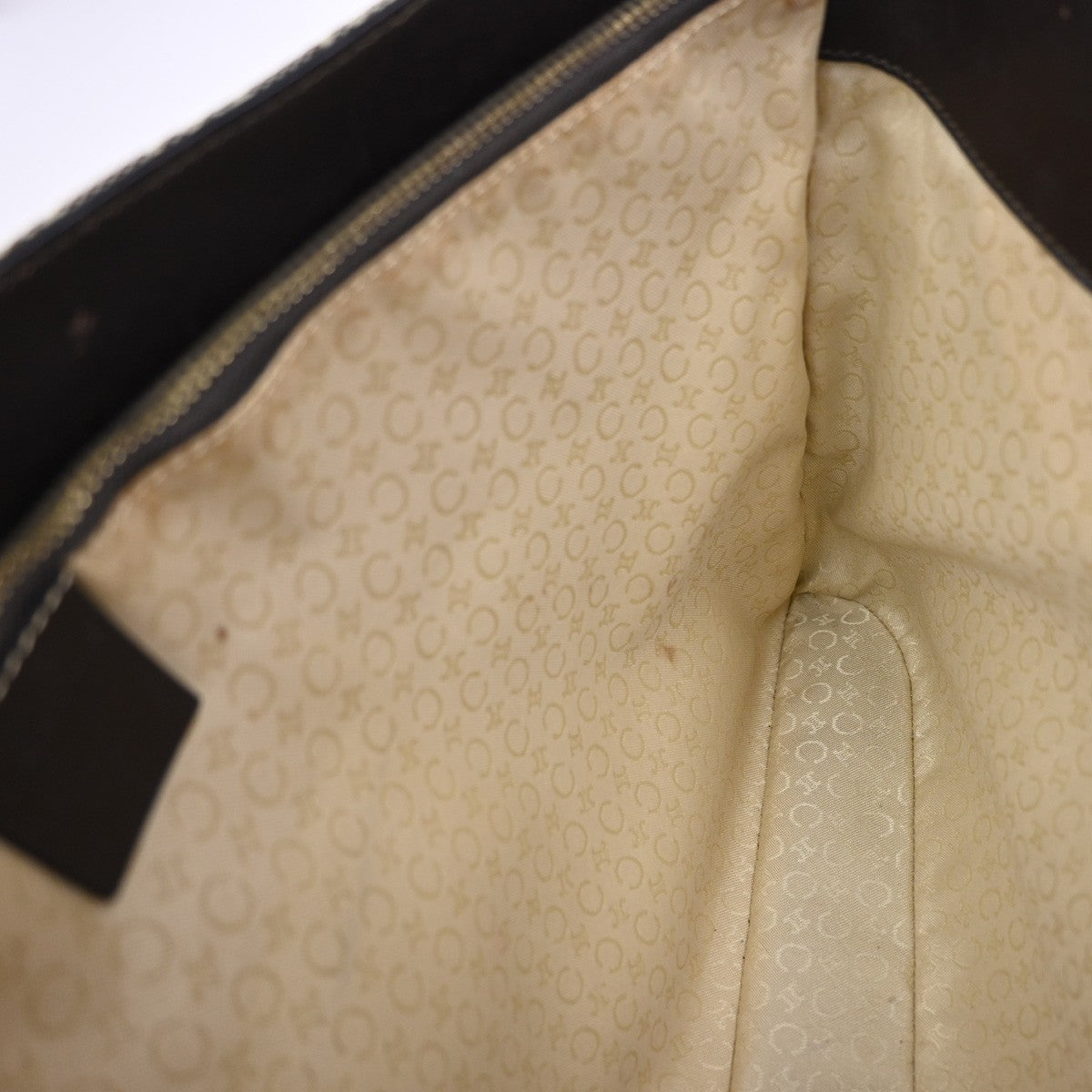 Celine Vintage Macadam Shopper Coated Canvas, Brown, Canvas, Tote Bag
