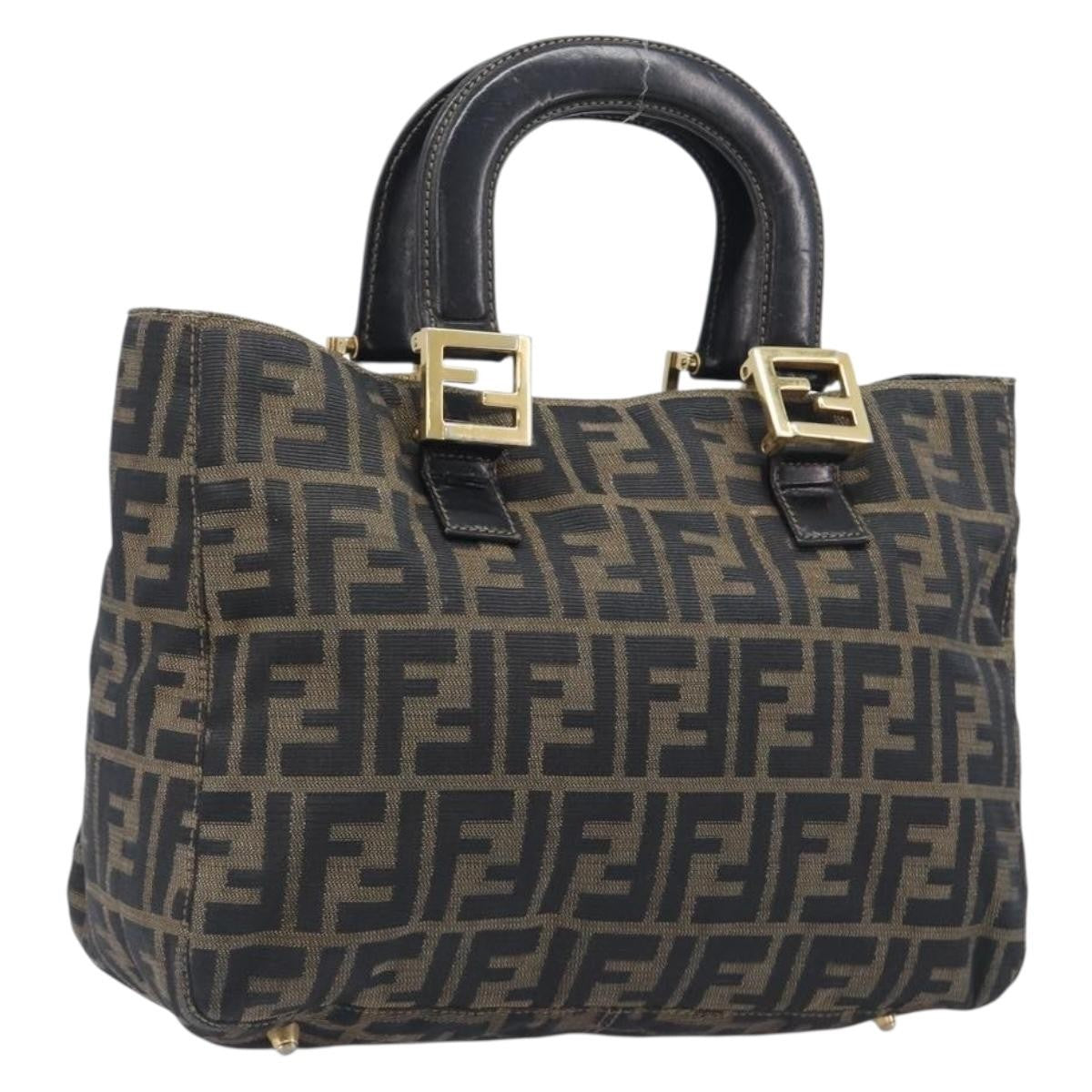 Fendi Vintage FF Handle Zucca Canvas, Brown, Canvas, Tote Bag