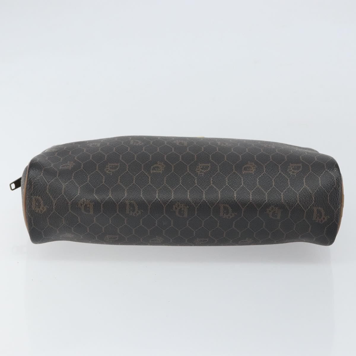 Christian Dior Vintage Honeycomb Zip Canvas and Leather, Black, Canvas, Clutch