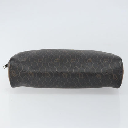 Christian Dior Vintage Honeycomb Zip Canvas and Leather, Black, Canvas, Clutch