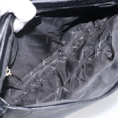 Salvatore Ferragamo Gancini Leather, Black, Leather, Shoulder Bag
