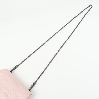 Bottega Veneta Expandable Chain Embossed Intrecciato Nappa, Pink, Leather, Crossbody Bag