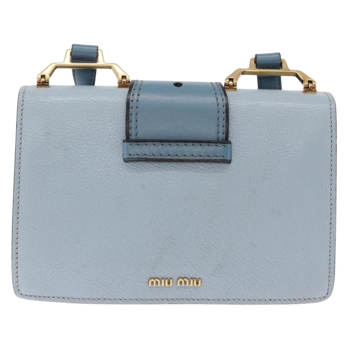 Miu Miu Madras Crystal Buckle Leather, Blue, Leather, Shoulder Bag