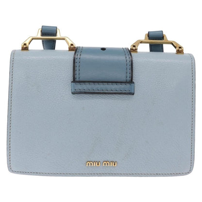 Miu Miu Madras Crystal Buckle Leather, Blue, Leather, Shoulder Bag