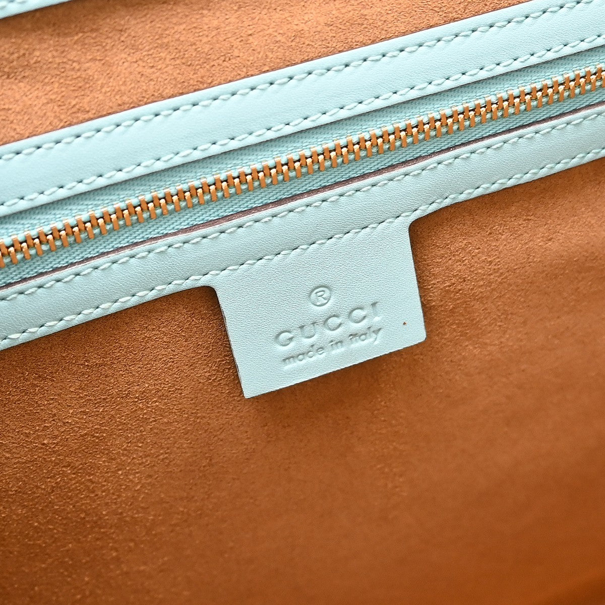 Gucci Padlock Top Handle Leather, Blue, Leather, Handbag