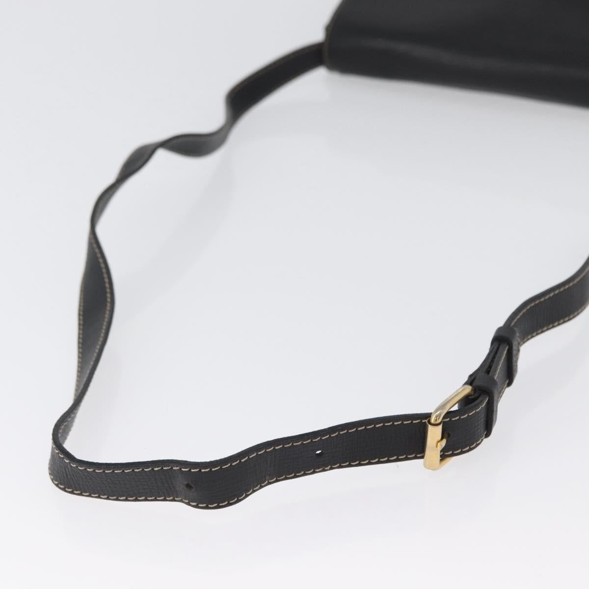 Celine Circle Logo Leather, Black, Leather, Shoulder Bag