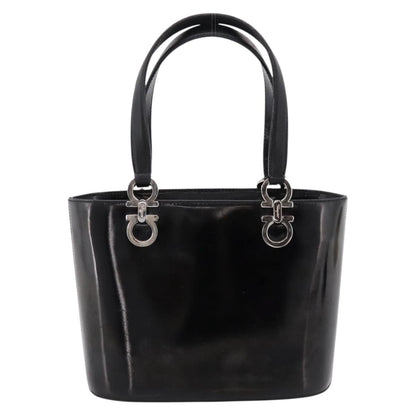 Salvatore Ferragamo Gancini Top Handle Patent leather, Black, Patent Leather, Handbag
