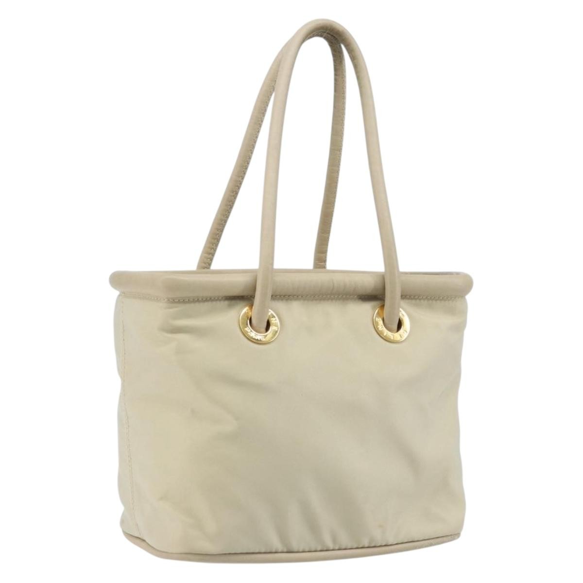 Celine Handbag Nylon, Beige, Nylon, Handbag