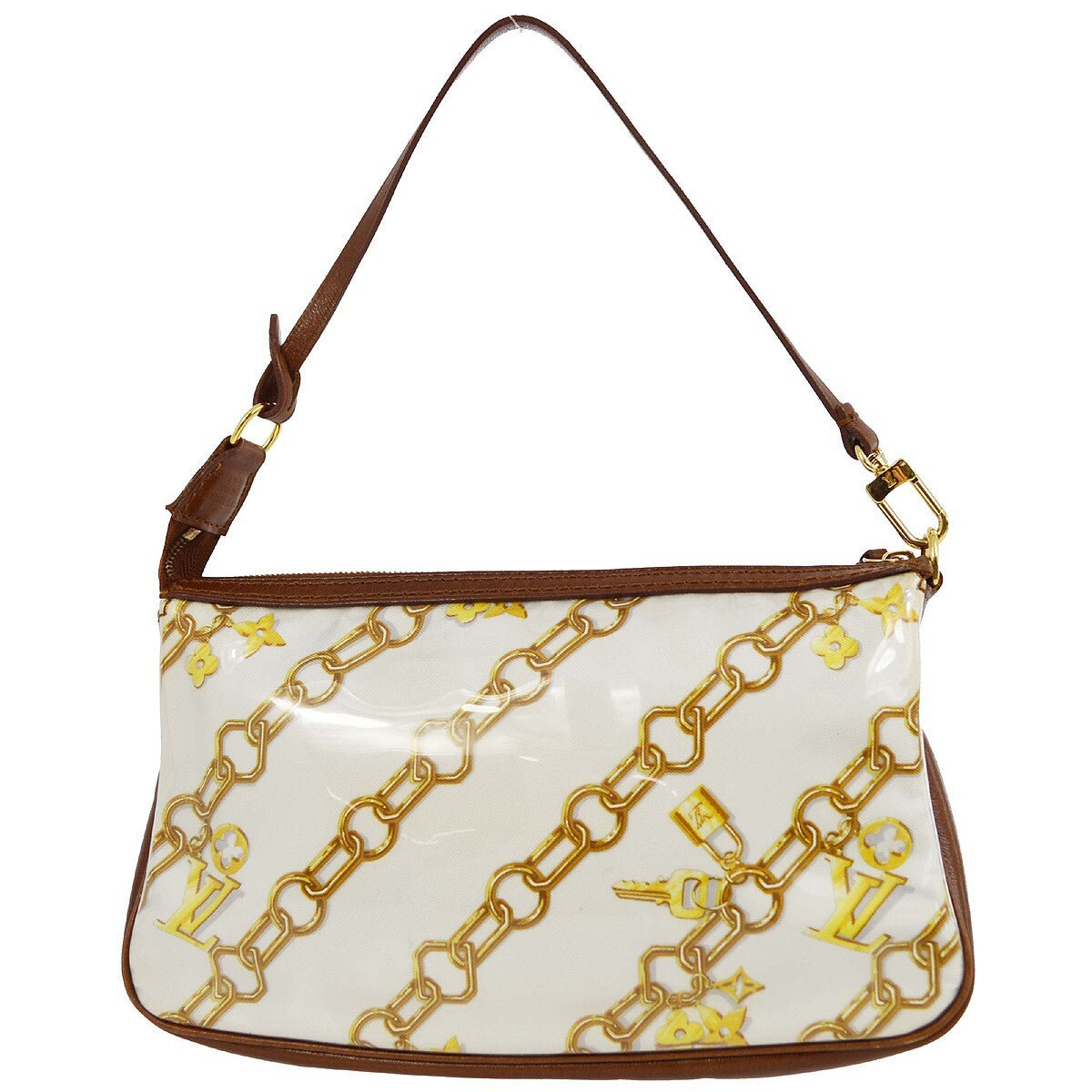 Louis Vuitton Charms Pochette PVC Over Printed Silk, Brown, Leather, Clutch