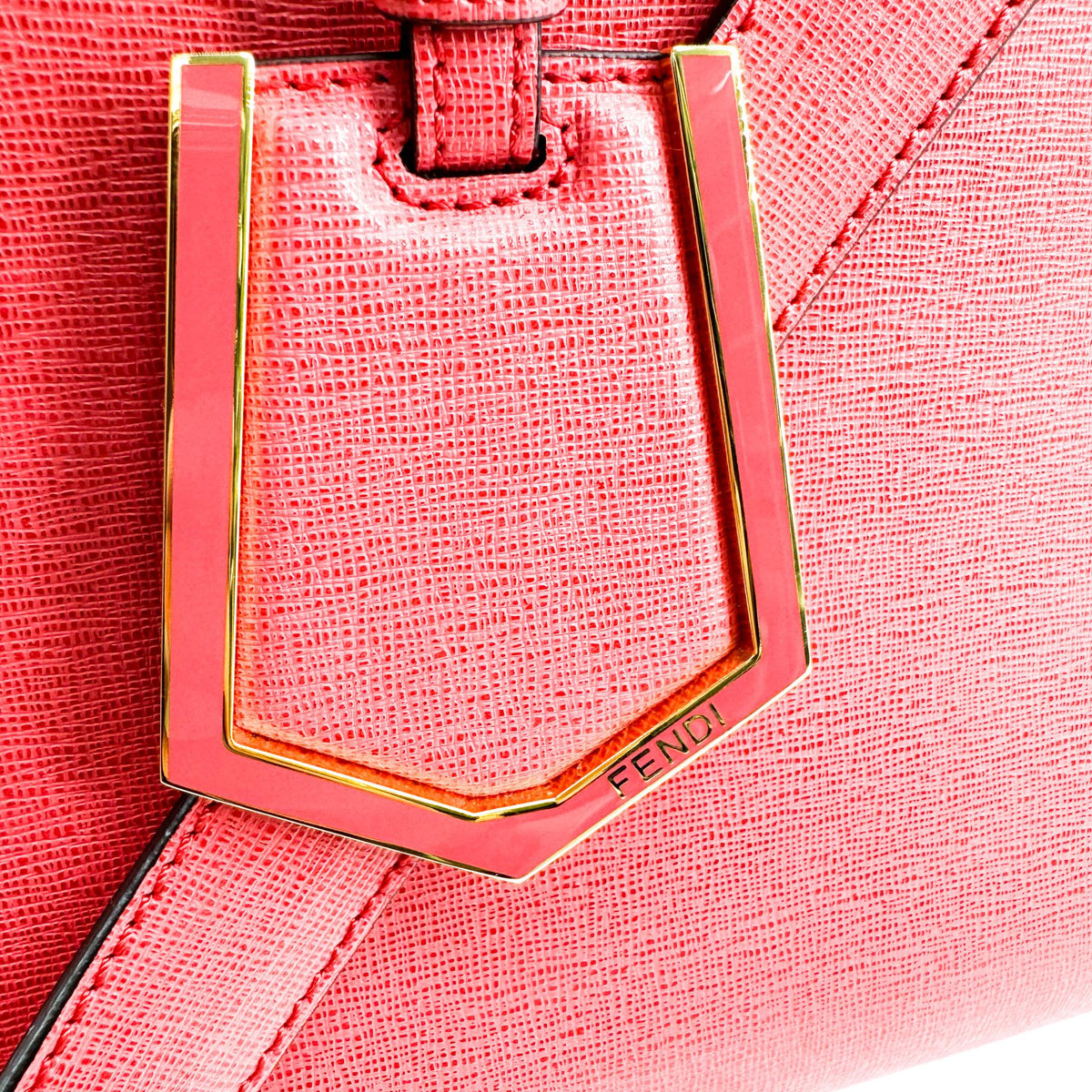 Fendi 2Jours Leather, Red, Leather, Handbag
